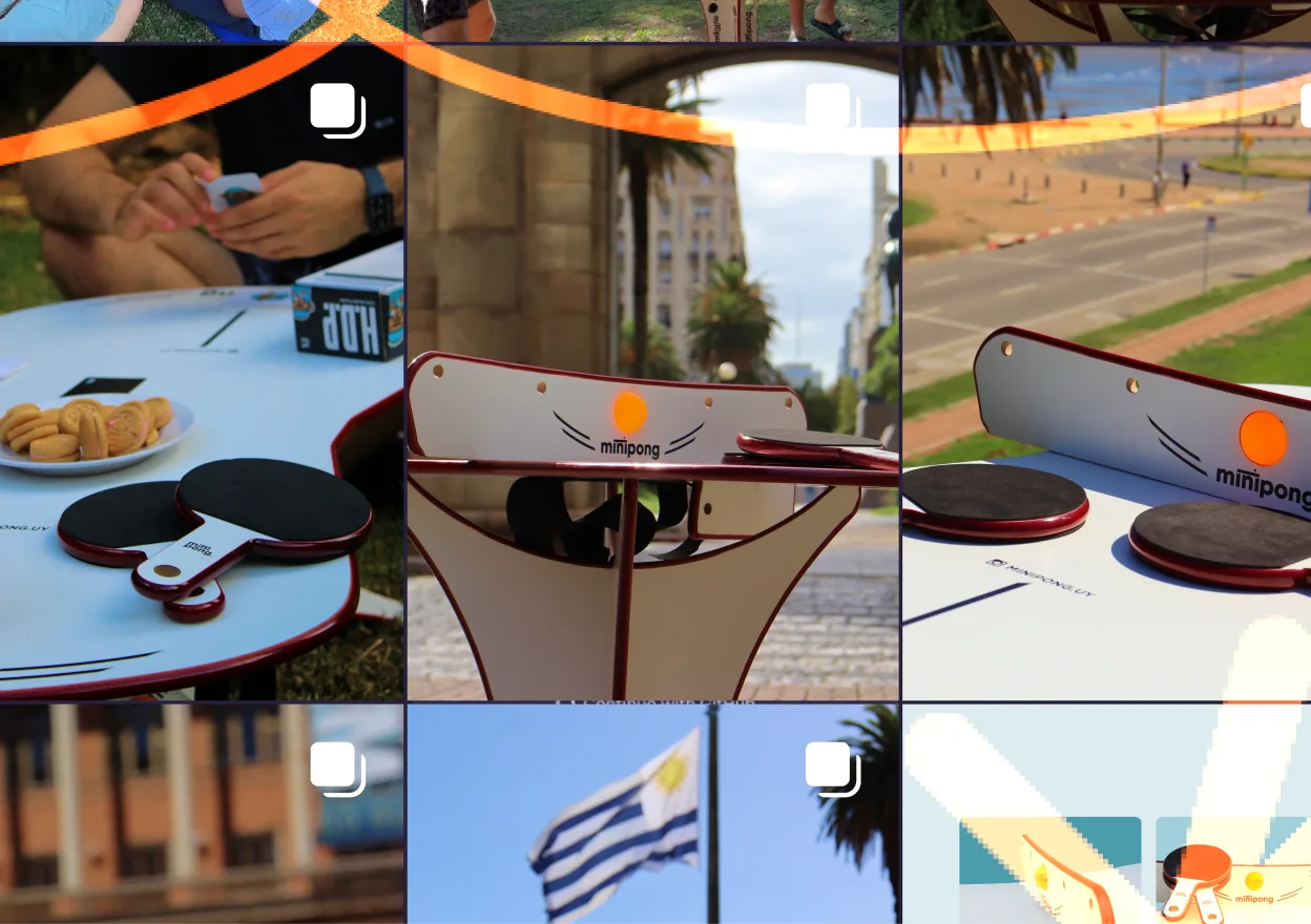 The Instagram grid, shot to one standard: the table on the rambla, in a plaza, on the grass