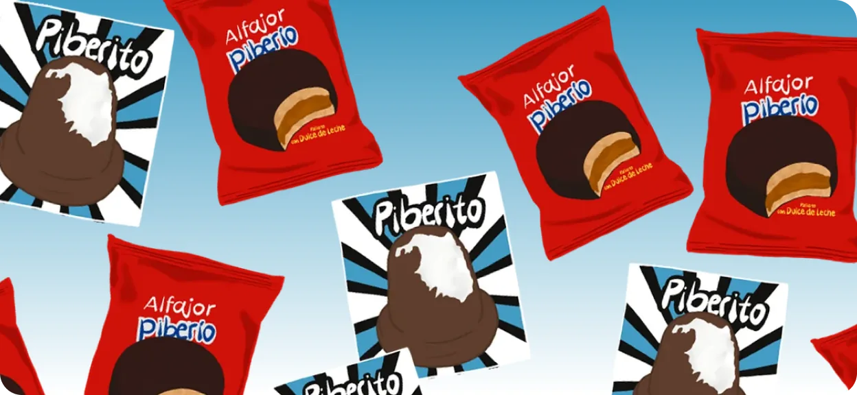 The Alfajor Piberito artwork the brand is built on