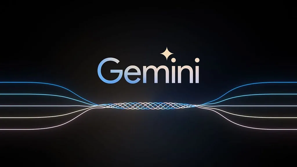 Gemini logo above flowing multicolored lines