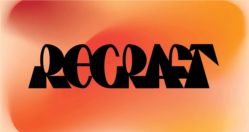 Recraft lettering on an orange gradient