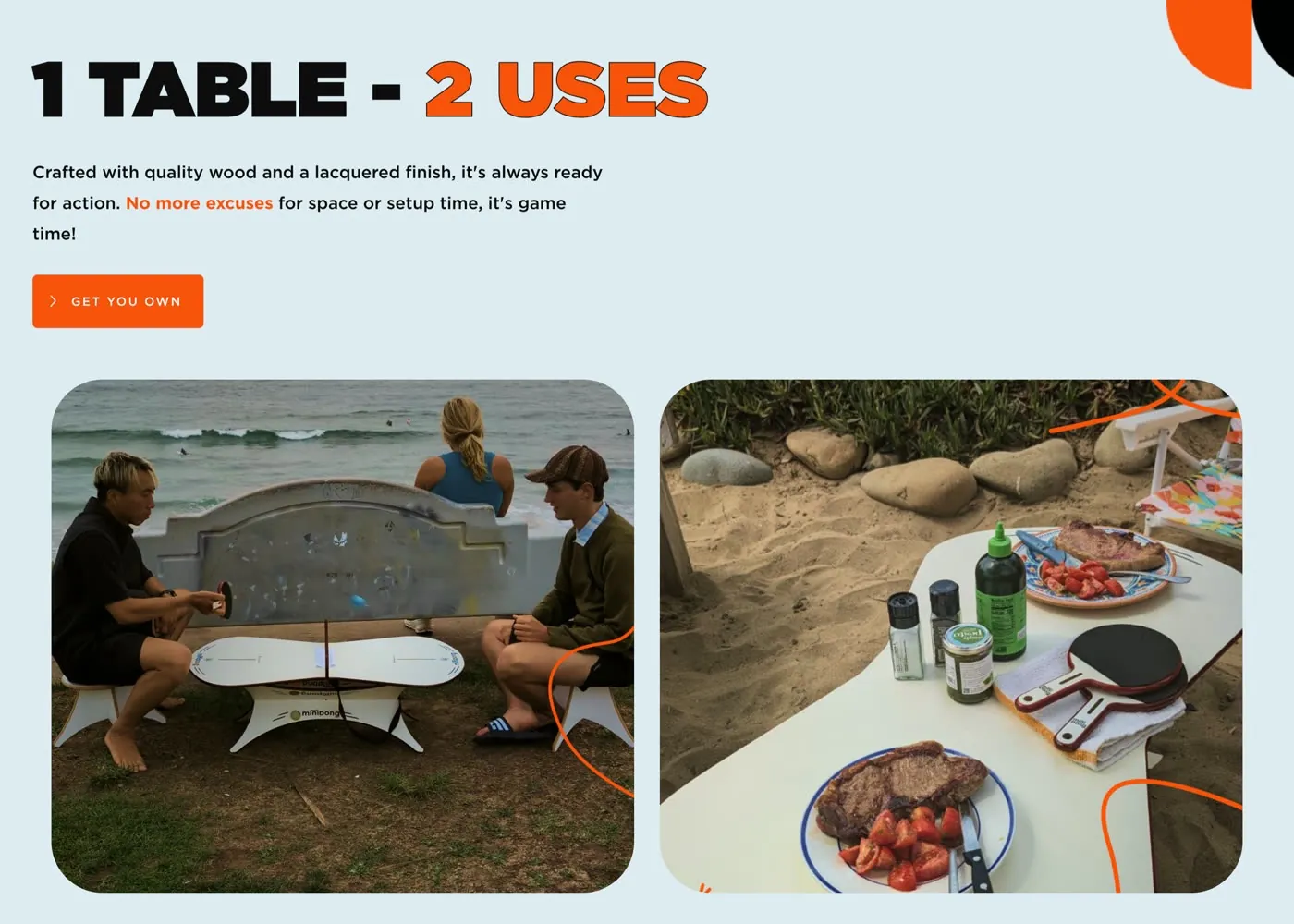 MiniPong: one table, two uses, game table and picnic table