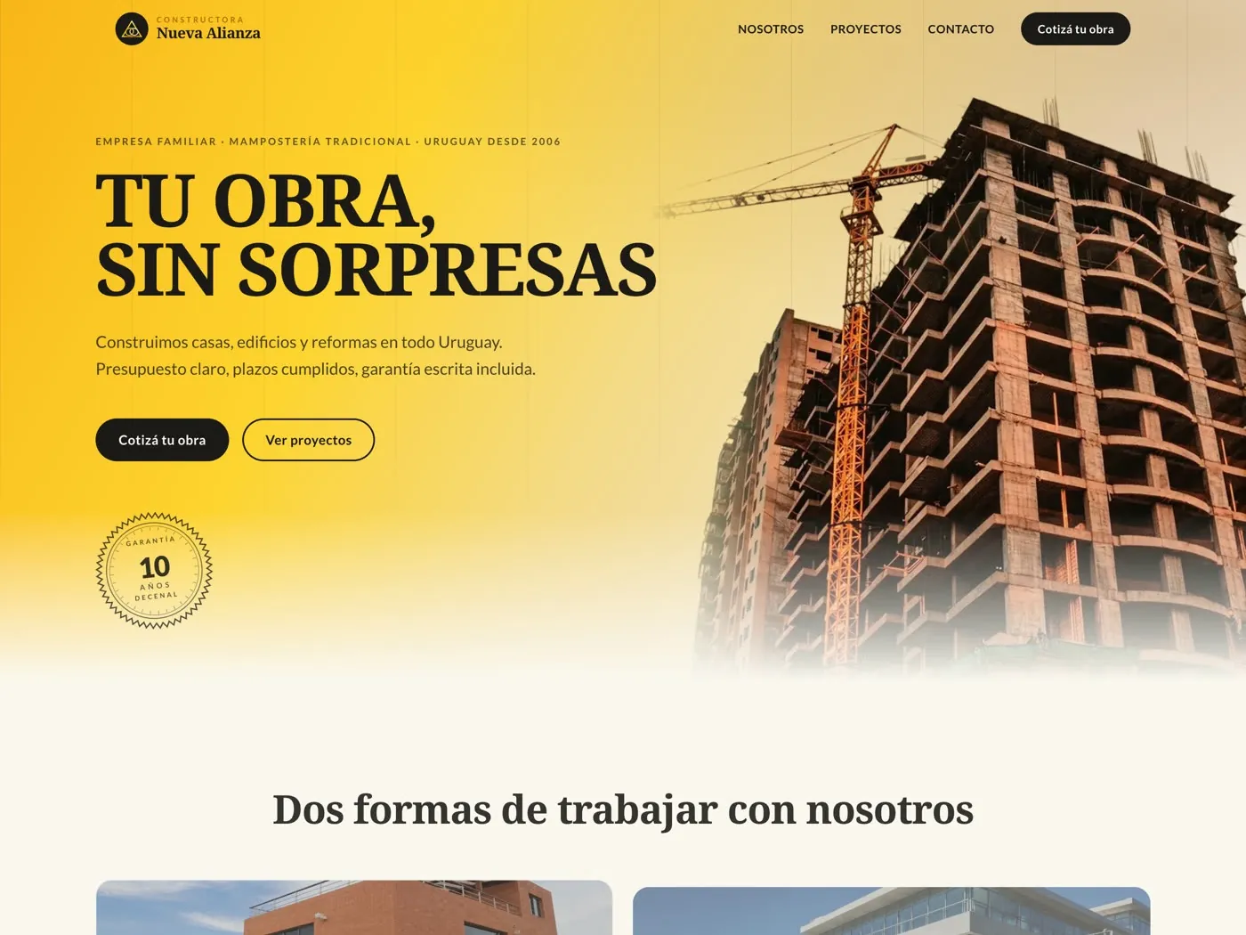 Nueva Alianza hero: tu obra, sin sorpresas